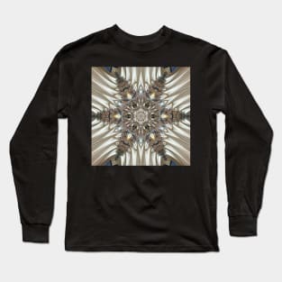 detailed and ornate art nouveau styled pattern in grey brown blue and beige Long Sleeve T-Shirt